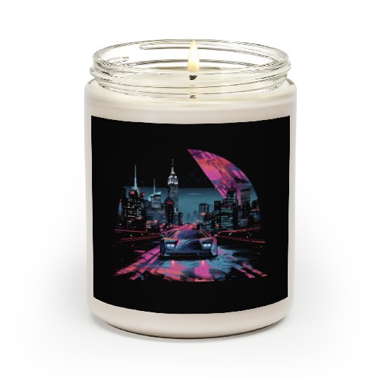 80s 90s Vaporwave Retro Car City Synthwave Scented Candles