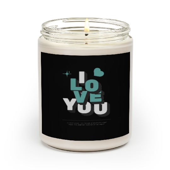 I Love You 3D Typography Turquoise Heart Romance Scented Candles