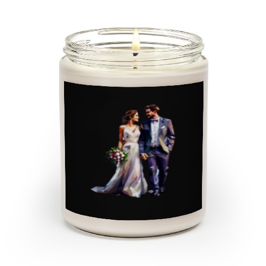 Elegant Bride and Groom Wedding Design Scented Candles