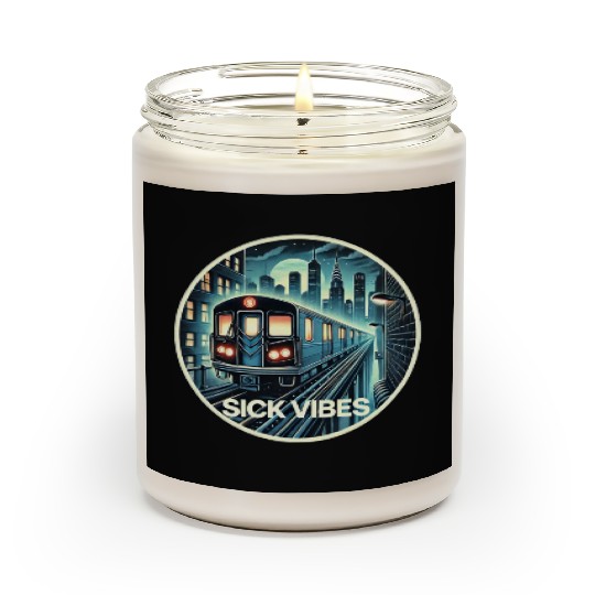 Retro Futuristic Subway Train - Neon Cyberpunk Cit Scented Candles