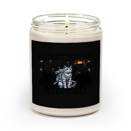 Retro Quest Fantasy Squad Broccoli Funny Cat Lover Scented Candles