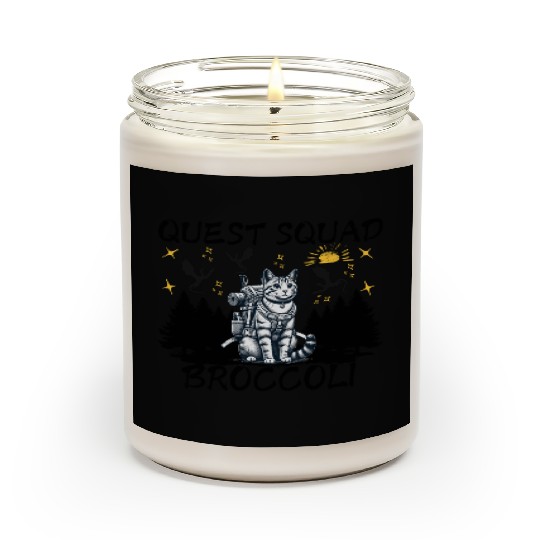 Retro Quest Fantasy Squad Broccoli Funny Cat Lover Scented Candles