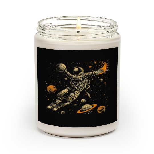 astronaut with basketball illustration Scented Candles