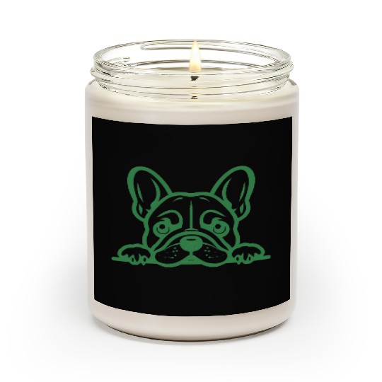 French Bulldog Frenchie Sweet Face Green Scented Candles