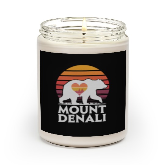 Retro Mount Denali Bear Sunset Art Scented Candles