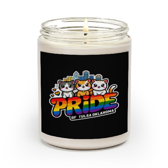 Pride of Tulsa City Oklahoma USA Rainbow Flag Scented Candles