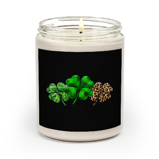 Plaid Shamrock Leopard Camouflage St Patricks Day Scented Candles