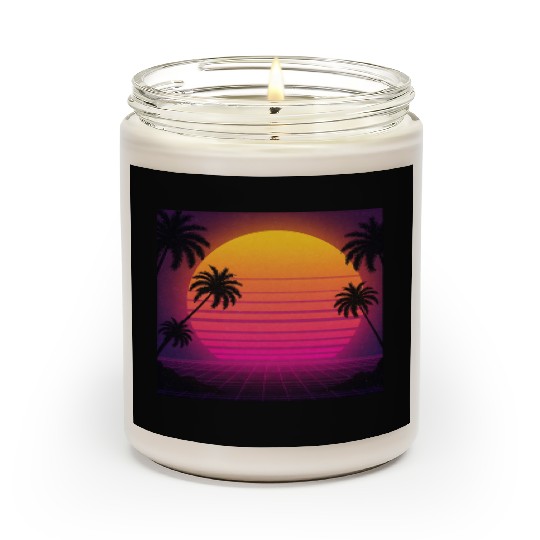 Retro Sunset with Palm Trees Scented Candles