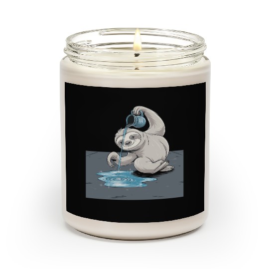 Aquarius Zodiac Sloth Pouring Water with Charm Scented Candles