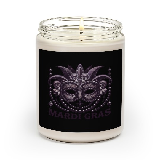 Mardi Gras Mask Beads Fleur De Lis Scented Candles