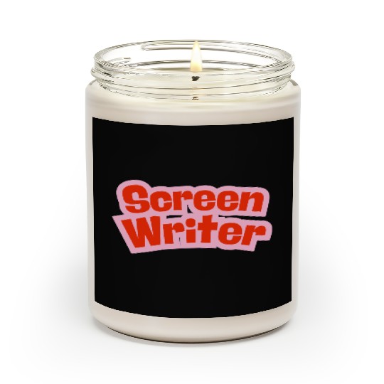 Screen Writer Red Text with Pink Border Scented Candles