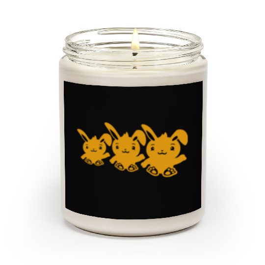 3 Rabbits Three Friends Team Crew Waving Sitting Scented Candles
