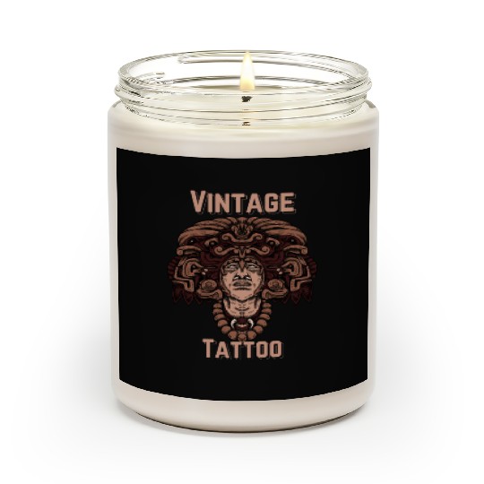 Vintage Tattoo Art – Aztec Warrior Design Scented Candles