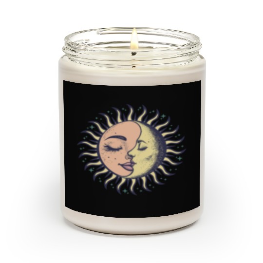 Boho Sun Moon Spirituality Sun Face Scented Candles
