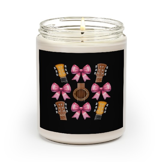 Coquette Bow Guitar Mom Guitarist Mothers Day Pink Scented Candles