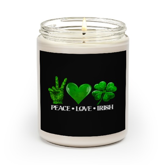 Peace Love Irish Shamrock St Patrick's Day Scented Candles