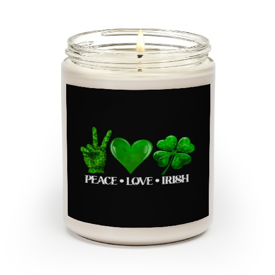 Peace Love Irish Shamrock St Patrick's Day Scented Candles