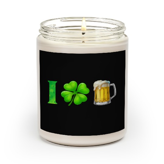 I Shamrock Beer Funny St Patrick's Day I Love Beer Scented Candles