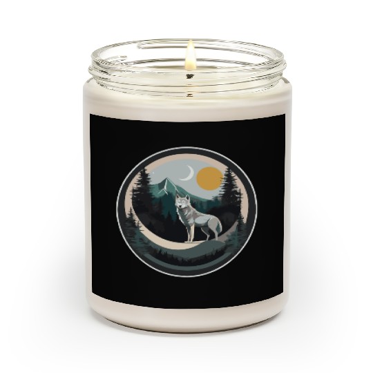 Lone Wolf Under Moonlit Sky Scented Candles