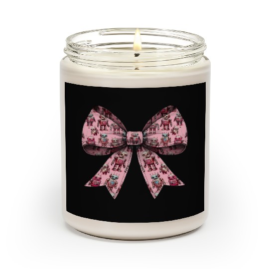 Coquette Bow Robot Mothers Day Robotics Pattern Scented Candles