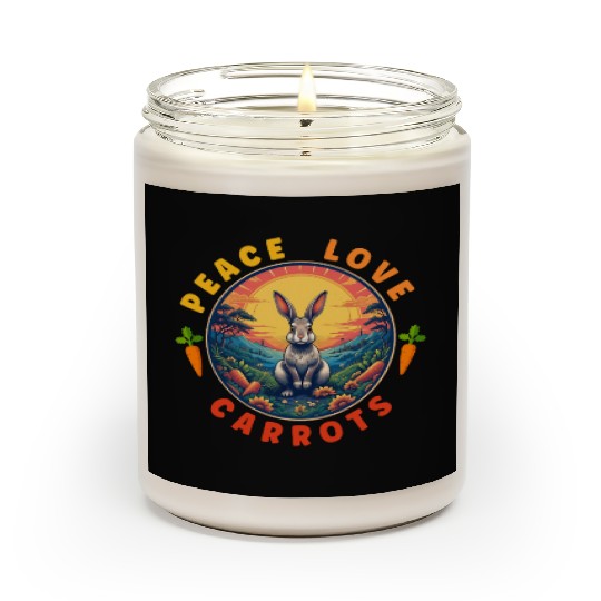 Peace Love Carrots, Funny Rabbit Lover Retro Scented Candles