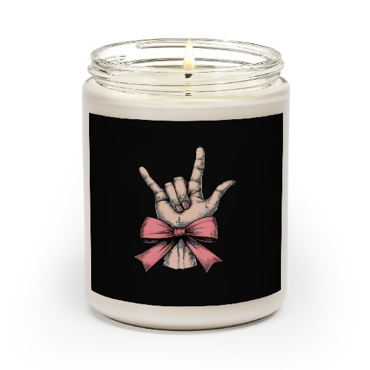 Coquette Bow Sign Language I Love You ASL Deaf Scented Candles