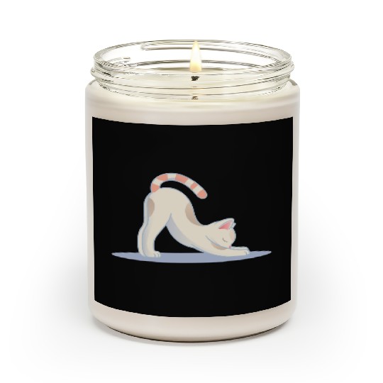 cute cat in the classic yoga stretching pose Scented Candles