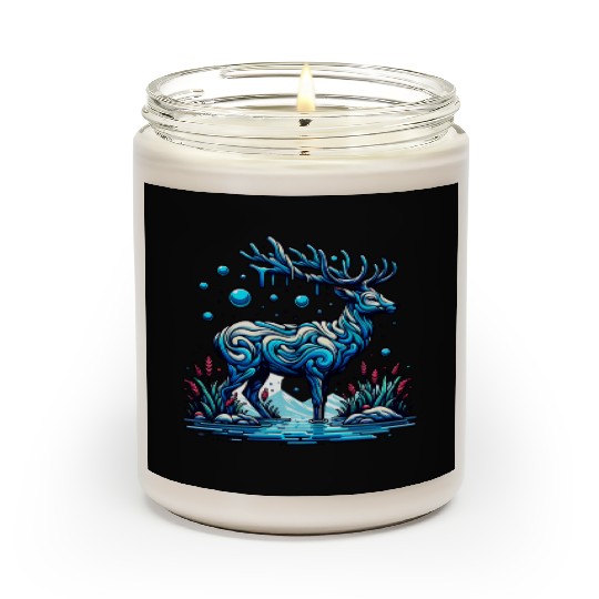Majestic Blue Deer in Enchanted Forest Scented Candles