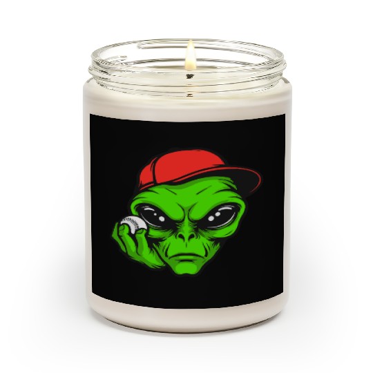 Grey Alien Baseball Scented Candles