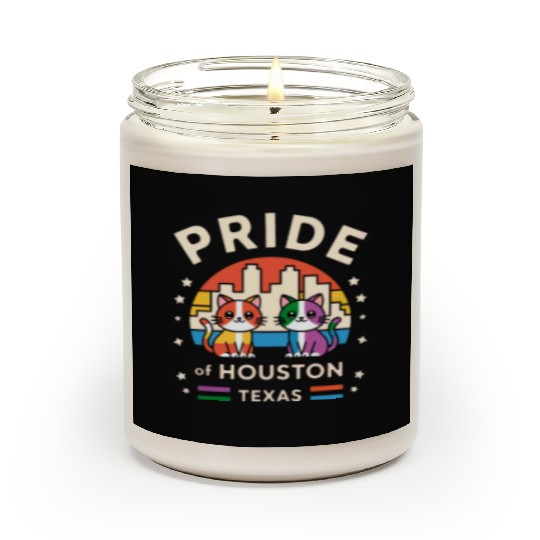 Pride of Houston City Texas USA Rainbow Flag Scented Candles