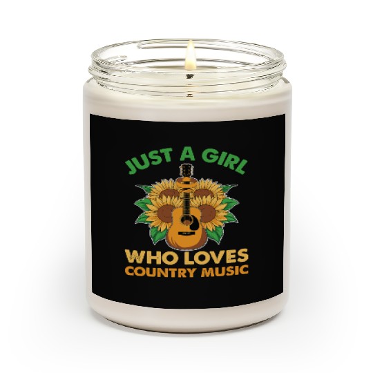 Just Girl Who Loves Country Music Guitar Sunflower Scented Candles