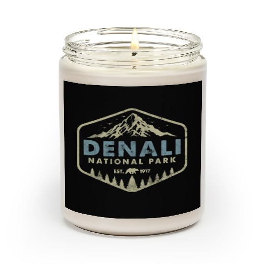 Retro Denali National Park Mountains Nature Hiking Scented Candles