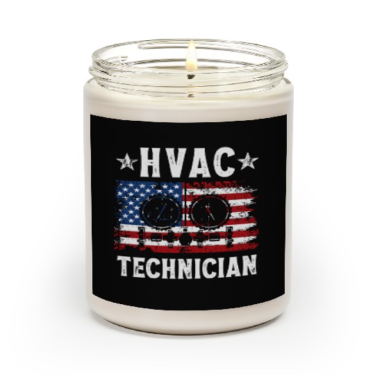 HVAC Technician Patriotic US American Flag Scented Candles