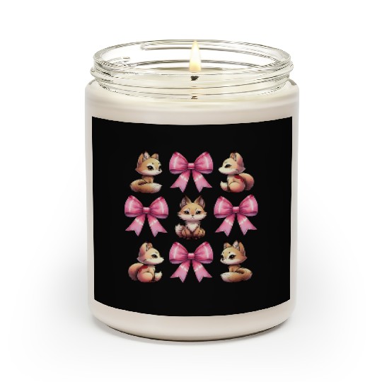 Coquette Bow Kitsune Fox Mask Pink Ribbon Mom Scented Candles