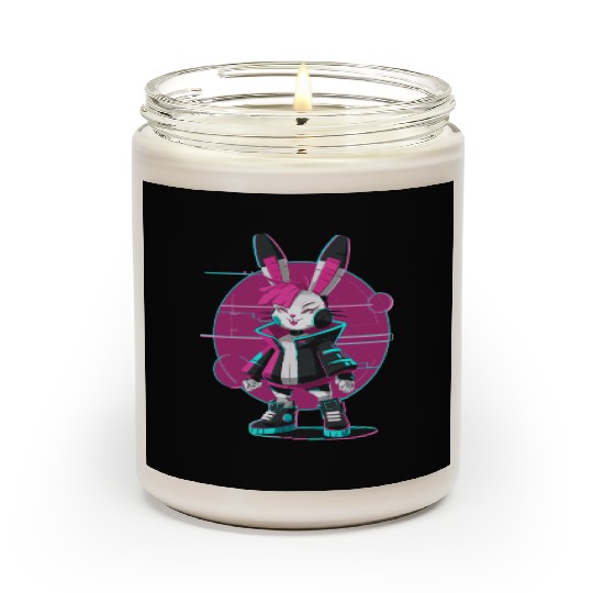 Cyber Bunny with Futuristic Style and Neon Colors Scented Candles