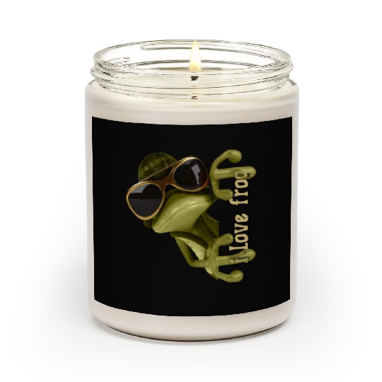 i love frog funny frog design Scented Candles