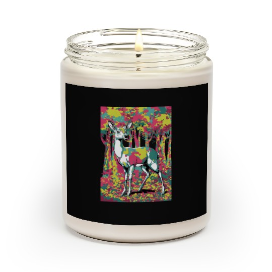 Trippy camouflage deer in the forest Scented Candles