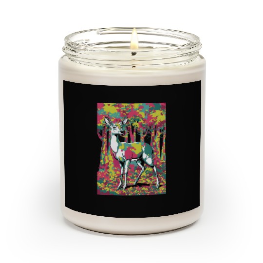 Trippy camouflage deer in the forest Scented Candles