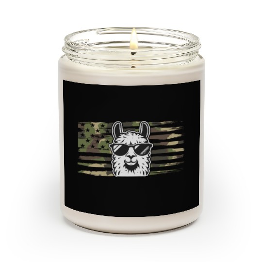 Llama Camouflage US Flag Llama Scented Candles