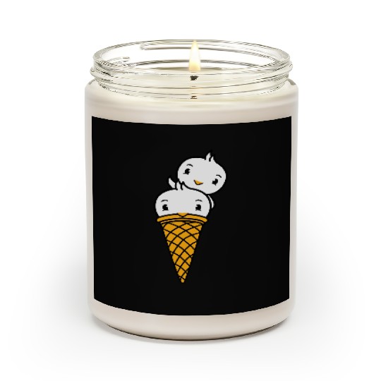Two Birds Ice Cream Waffle Scoops Greeting Waving Scented Candles