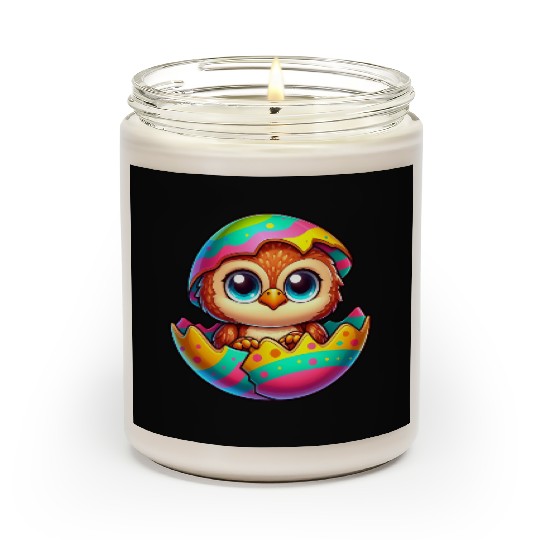 Cute Owl Easter Egg Cartoon Hatching Colorful Scented Candles