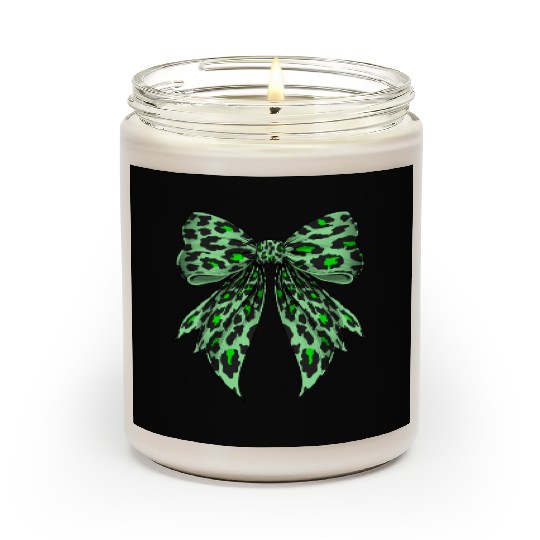 Coquette Bow Cheetah Animal Pattern Lime Green Scented Candles