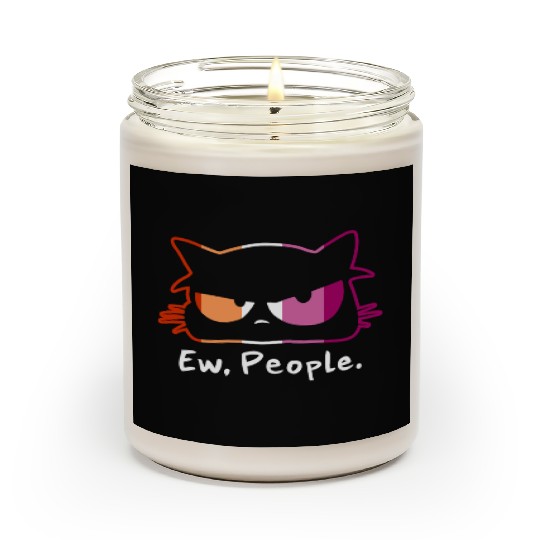 Cat Grumpy Face Ew People Lesbian Pride Colors Scented Candles
