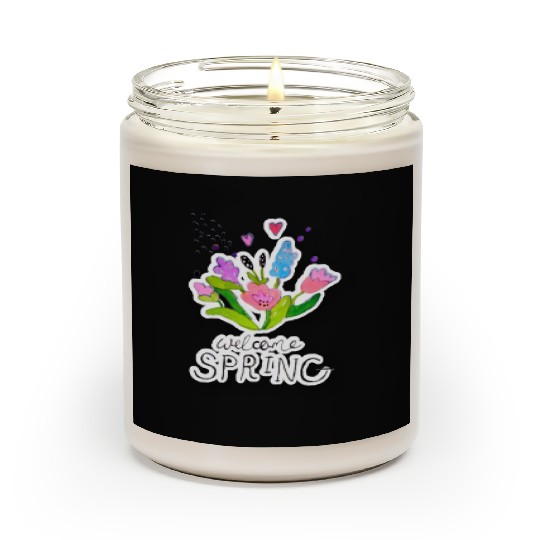 Spring qoute flower illustration Scented Candles