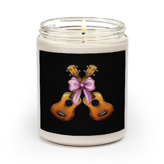 Coquette Bow Ukulele Guitar Uke Girl Mom Pink Scented Candles