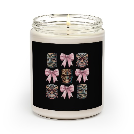 Coquette Bow Tiki Luau Hawaiian Hawaii Tiki Mask Scented Candles