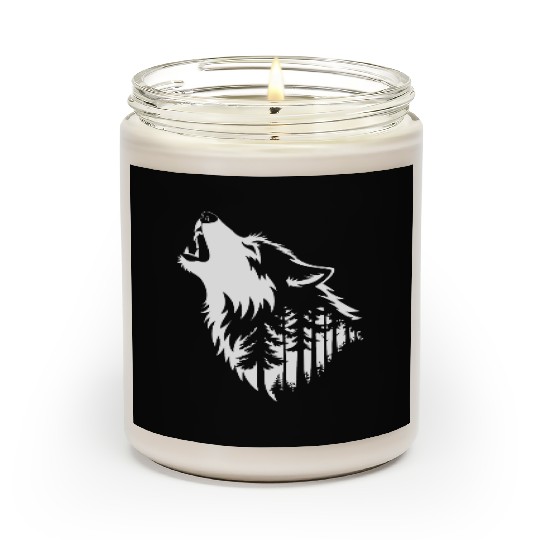Howling Wolf & Forest Silhouette Scented Candles