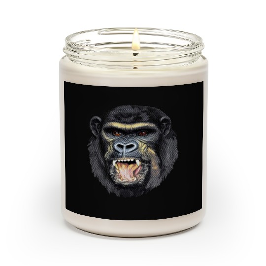 Fierce Gorilla Head Design, Wild Animal Art Scented Candles