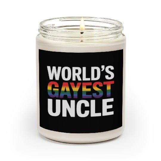 World's Gayest Uncle LGBTQ Gay Pride Ally Rainbow Scented Candles