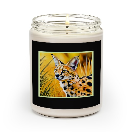 Vivid Cheetah in Golden Savannah Artwork Scented Candles